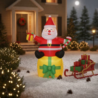 Inflatable Santa with Candy Cane Freestanding Inflatable Santa Figure Holiday Decoration Festive Decorations Cheerful