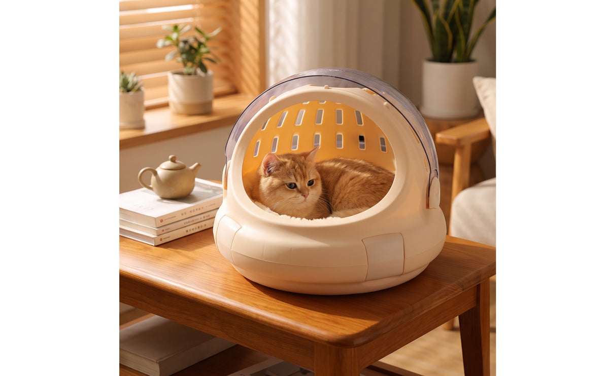 Transparent Space Capsule Cat Carrier Portable Cat Carrier with Clear Dome Ventilated Breathable for Cats, Small Pets, Travel, Vet Visits, Car Rides