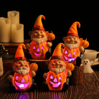 Halloween Pumpkin Gnome Light-Up Resin Ornament