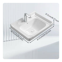 Rectangular ceramic vanity sink, alabaster finish