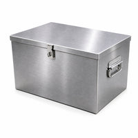 Brushed Stainless Steel Storage Box Industrial Metal Storage Box with Lid Portable Stainless Steel Toolbox for DIYers, Mechanics, Workshop, Garage, Warehouse