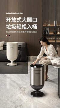 Stainless Steel Wine Glass Shaped Trash Can with Inner and Outer Buckets