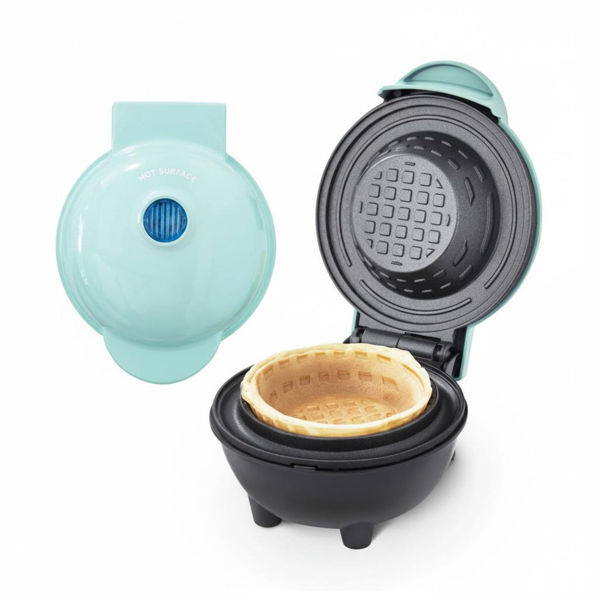 Multi-Functional Mini Waffle Bowl Creator Non-Stick Ice Cream Bowl Press Easy Cleanup Electric Fluted Cake Creator for Dessert, Party