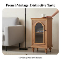Wooden Nightstand with Glass Door French design End Table centuryera Modern Design adaptable Use for Living Room, Small areas