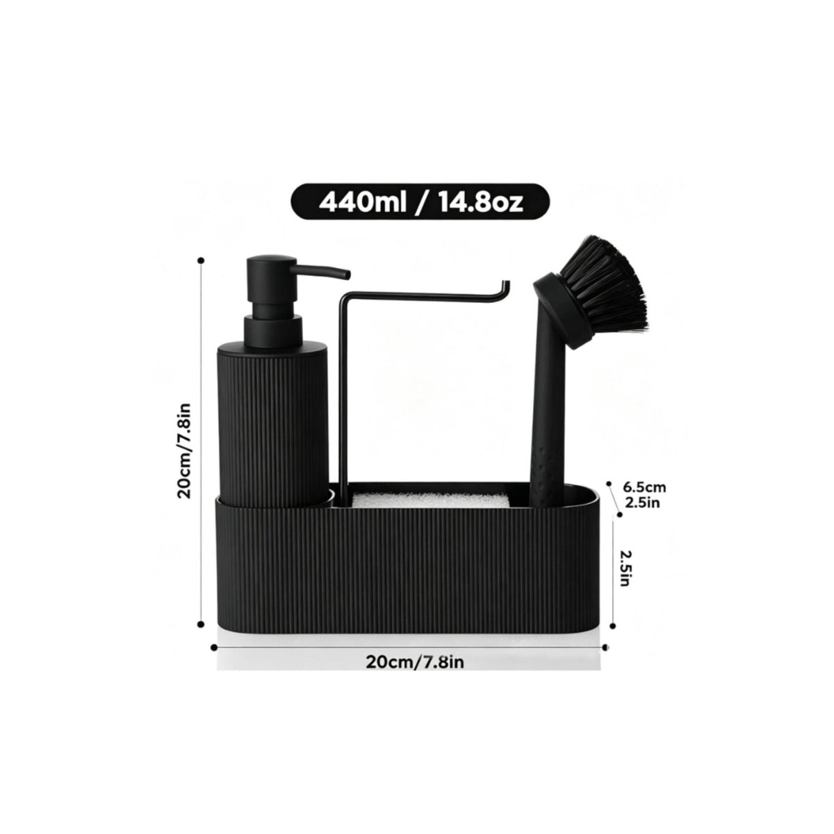 Dish Soap Dispenser Brush Holder Space Saving Countertop Cleaning Holder