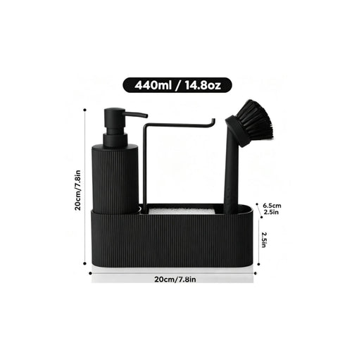 Dish Soap Dispenser Brush Holder Space Saving Countertop Cleaning Holder