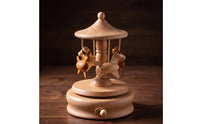 Wooden Revolving Stage Musical Box Revolving Stage Musical Box Handcrafted-Themed Decor for Kids, Shelf Display