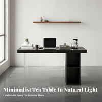 Easy to Clean Solid Wood Tea Table Safe Rounded Edges Japanese Design Tea Table Space Saving Wabi-Sabi Design Desk High Load Capacity for Design Enthusiasts, Families, Homeowners, Balcony, Study Room, Bay Window, Bedroom