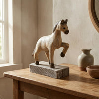 Prancing Horse Figurine Paulownia Wood Wooden Horse Figurine Vintage Style Home Decor for Entryway