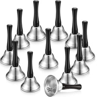 12 Pieces Metal Bell with Handle Clear Handheld Bell Loud Handbell for Teachers, Hosts, Classroom