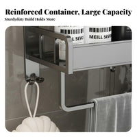 Drillno-Drill Installation 3-Tier Towel Rack with Bar Easy to Install Wall-Mounted Organizer with Shelves and Bar Space-Saving Design Bathroom Furniture Rust-Resistant for Apartment Dwellers, Homeowners, Families, Restroom, Shower Room, Spa, Gym