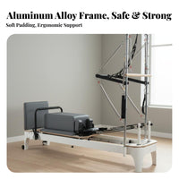 Pilates Core Training Bed Aluminum Alloy Frame Pilates Reformer Bed Full Body Workout Half Exercise Bar Luxury Reformer for Beginners, Seniors, Gym