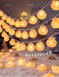 彩灯闪灯串灯led小灯串生日灯带儿童帐篷房间氛围场景布置装饰灯 炫彩水晶蓝贝壳 【插电遥控款】10米100灯常亮+闪烁-赠送遥控器