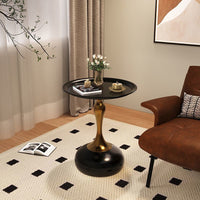Luxury Metal Round Side Table with Creamy Style