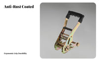 Rust Resistant Buckle Ratchet Tie-down Strap Heat Treated Steel Truck Cargo Strap Easy To Use for Drivers, Moving, Warehouses, Car Roof Rack