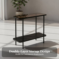 Narrow Side Table Long-Lasting Metal Frame Slim Sofa Table Nightstand Easy Assembly Adjustable Feet for Small Areas, Bedroom