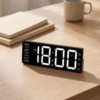 Weekday Indicators LED Digital Alarm Clock Large Display Digital Desk Clock Simple Operation Desktop Device Rounded Corners