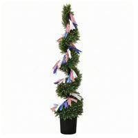 Potted Spiral Topiary Decorative Ribbon Bows Artificial Topiary Tree