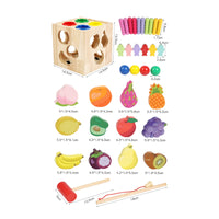 Hand-Eye Coordination 4 in 1 Toy Set Fine Dexterity Skills Wooden Activity Box Educational Fishing Game Paint for Preschoolers, Preschool