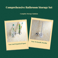Copper bathroom set: towel bar, wall shelf, adjustable hooks