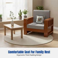 Solid Wood Sofa Set, Minimalist Modern Chinese, Living Room, Straight Row, Removable and Washable, High-Elastic Sponge