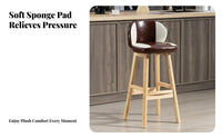 Upholstered Lowrear High Stool Modern and Design Upholstered Stool with Supportrest Stable Frame Ergonomic Design for Restaurant