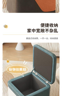 实木凳子家用储物凳收纳凳沙发脚凳门口换鞋凳创意拼色收纳箱矮凳 【纳米科技布】青白拼色