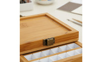 Wooden Watercolor Painter's Color Tray With Latch Bamboo Paint Storage Box Portable Color Mixing Tray for Artists, Travel