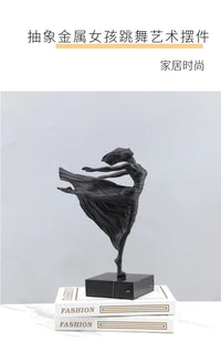 北欧创意抽象金属女孩跳舞艺术装饰摆件玄关书房酒店软装家居饰品