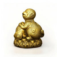 Monkey Statue with Lotus Base Lustrous Chinese Astrological Monkey Statue