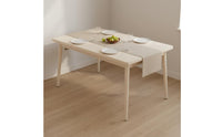 Cream Design White Rectangular Dining Table Solid Wood Legs Home Furniture Easy to Clean for Rental House