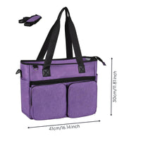 Oxford Cloth Tote Multiple Pockets Zipper Closure Bag Side Loops
