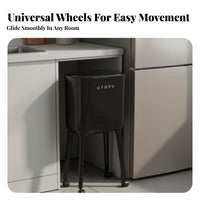 Trash Can with Wheels Large Capacity Press Top Garbage Can Rolling Kitchen Garbage Bin No-Bend Design Slim Kitchen Waste Basket