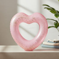 Glitter Heart Floatie Glossy Heart-Shaped Inflatable Easy Inflate and Deflate