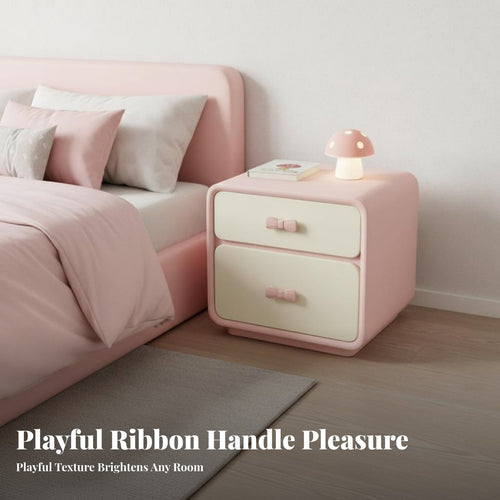 2-Drawer Cabinet with Bow Pulls Light Luxury Design children's Furniture
