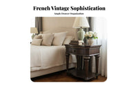Nightstand with Drawers Vintage design Bedside Table Distressed Finish Ample Storage for Adults, partners, Guest Room