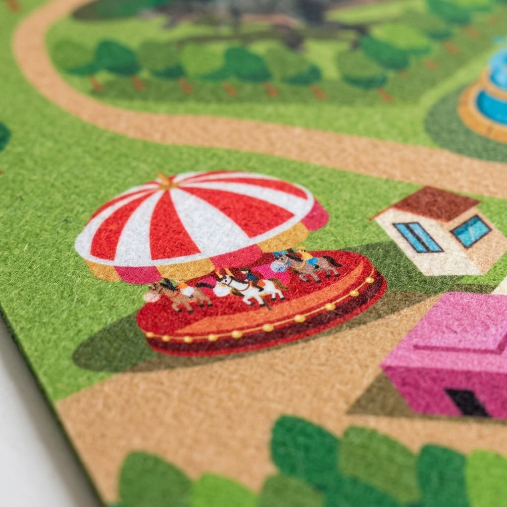 Foldable Play Mat with Dinosaur Scene Design, Felt Board for Creative Storytelling Ages 7-14, Folding Playmat Set