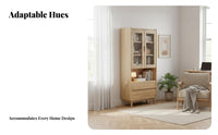 Minimalist Design Hutch Cabinet with Drawers Large Capacity Tall Glass-Door Cabinet with Drawers Bookshelf for Book Lovers, Homeowners, Collectors, Study Room, Bedroom, Kitchen