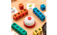 Letter Blocks Large Spelling Game Picture Game Cards Phonics Practice Wooden Spelling Letters Hand-Eye Coordination for Children