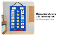 Hook-and-Loop Visual Schedule Chart Card Storage Pocket Picture Schedule Planner Foldable Daily Routine Chart Textile for Home, School