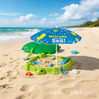Children's Beach Table with Fishing and Outdoor Storage Briefcase, Water Play Basin Toy