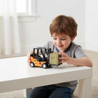 Pull Back Die-Cast Forklift Toy Mixed Material Forklift Toy Gift Box Packaging Mini Construction Vehicle Model Effortless Rolling for Boys, Kids
