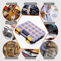 34-Compartment Double-Sided Tool Storage Box with Removable Dividers