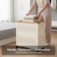 Collapsible Rolling Crate Foldable Storage Bin Stackable for Bedroom, Homeowners