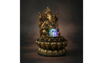 Antique Gold Ganesha Statue Fountain Indoor Deity Statue Fountain Decorative Tabletop for Home Altar, Meditation Room, Office Desk