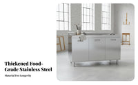 Waterproof Stainless Steel Kitchen Cabinet Easy to Clean Freestanding Kitchen Base Unit Rust-Resistant 2-Door Storage Cabinet Metal Legs Food-Grade Material for Homeowners, Interior Design Enthusiasts, Dining Room, Restaurant, Hallway, Entryway