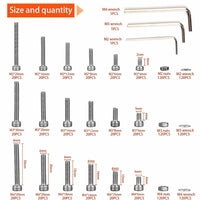 1080pcs Screw Assortment Kit, 304 Stainless Steel, Cylindrical Head Hex Socket Screws and Nuts