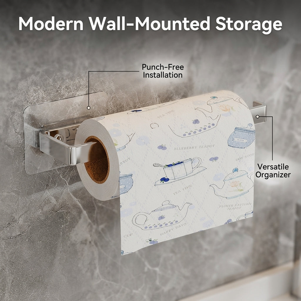 Wrap Dispenser and Kitchen Paper Roll Holder for Home Cooks, Wall Mounted or Under Cabinet Towel for