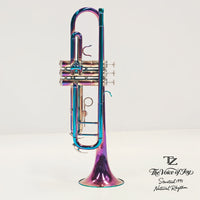Brass Trumpet with Gold-Plated Finish, Three Valves, Double Pillar