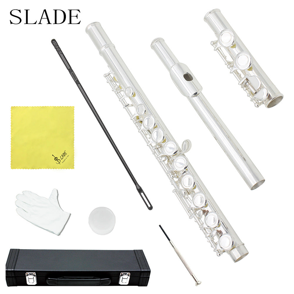 SLADE LDF-660 16-Hole C Key Silver Flute for Students and Professionals